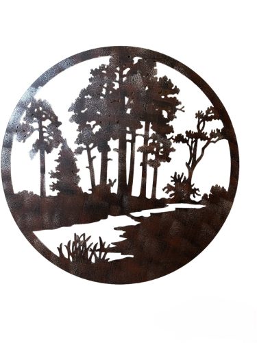 Erdei patak, fém fali dekoráció, 60x60cm, fekete/bronz